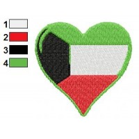 Kuwait Heart Flag Embroidery Design